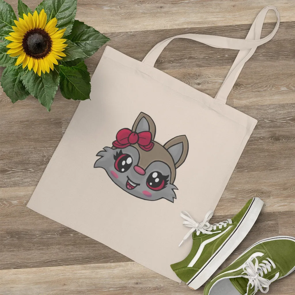 Pink Ribbon Brown Kitty Head Tote Bag