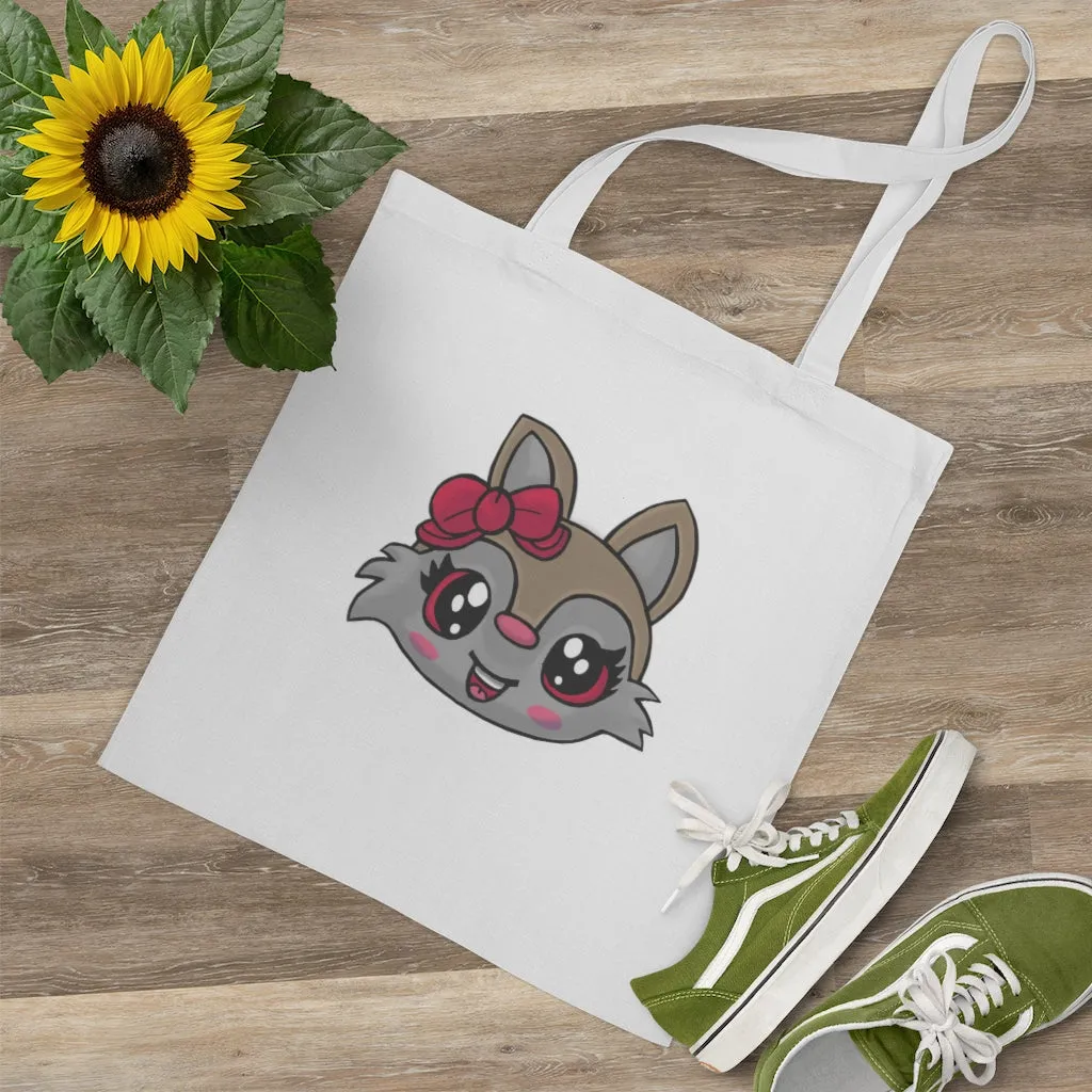 Pink Ribbon Brown Kitty Head Tote Bag