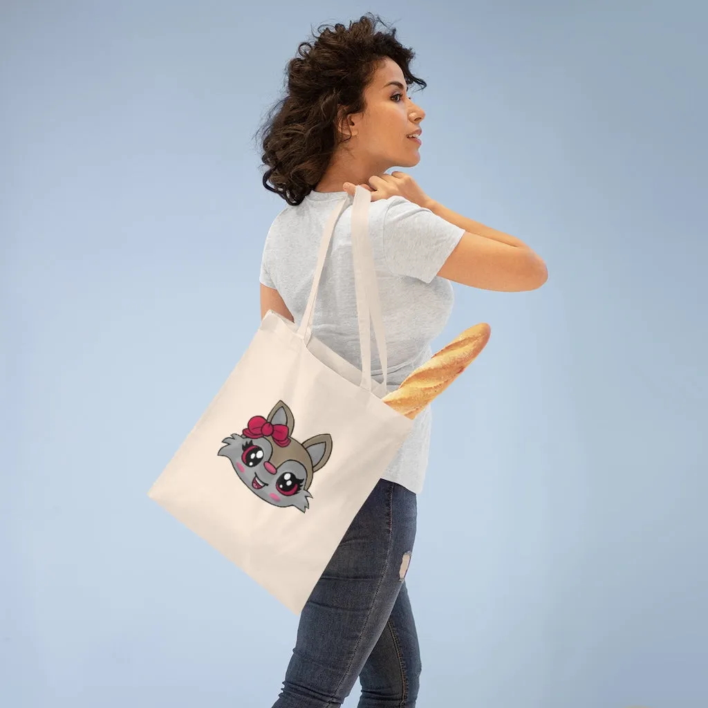 Pink Ribbon Brown Kitty Head Tote Bag