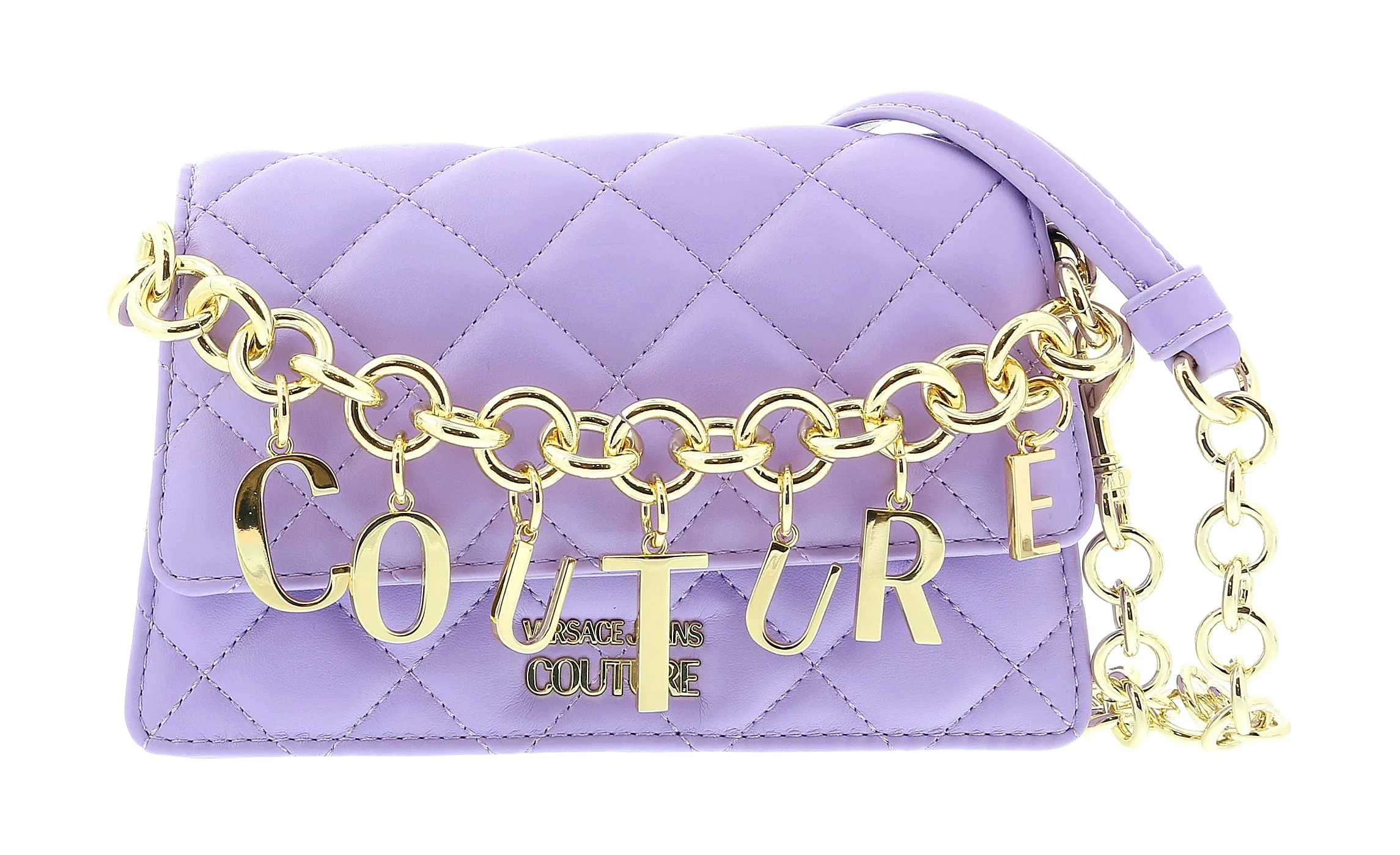 Versace Jeans Couture Lilac Charm Chain Strap Small Quilted Shoulder Bag
